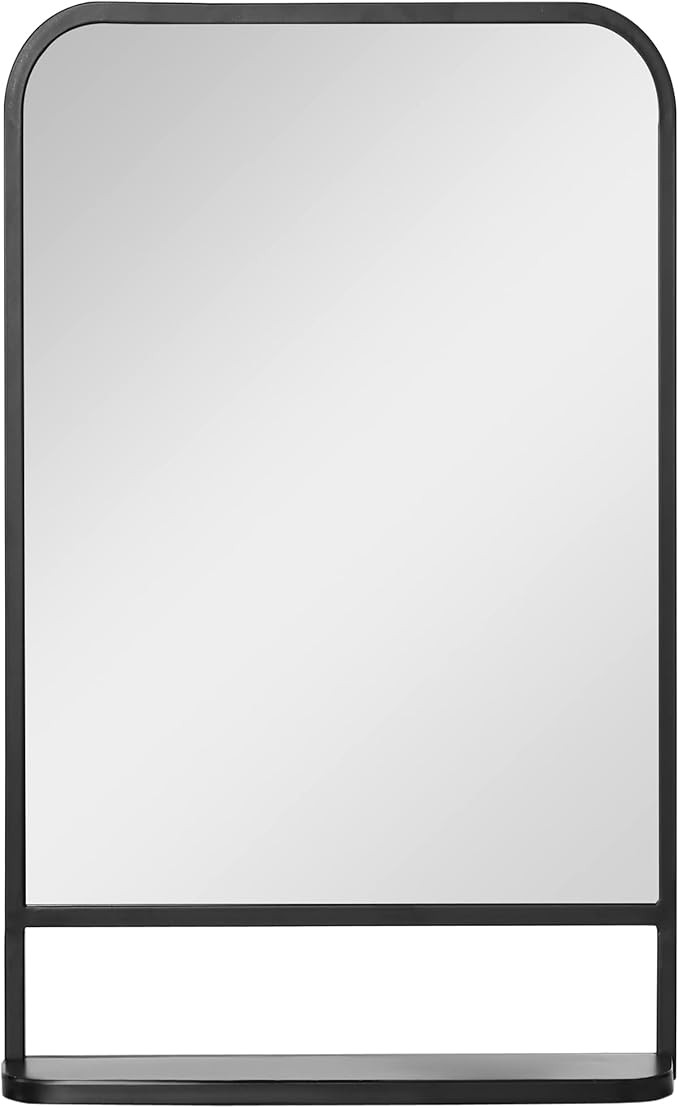 HOMCOM 34" x 21" Rectangle Modern Wall Mirror with Storage Shelf, Mirrors for Wall in Living Room... | Amazon (US)