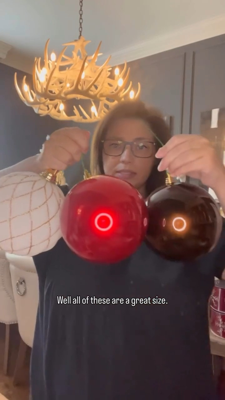 Comment “Decor” and meet the ornaments that make every tree look designer-level gorgeous!

All shatterproof, all epoxy-glued and prewired—ready to hang and built to last. 🙌

🎄 6-inch ornaments:

- Shiny Candy Apple Red 🍎 or Chocolate Brown 🍫
- Quilted Ivory with gold glitter lines ✨

🎄 8-inch ornaments:

- Pleated Candy Apple Red ❤️
- Pleated Gold with glitter finish ✨

The 6” sizes are perfect fillers for smaller spots, and the 8” ornaments fill those big open spaces beautifully!

Comment DECOR for links to these shatterproof beauties! 💫

\#ChristmasOrnaments #ShatterproofOrnaments #Ornaments #ChristmasTree #Decorating #Decor #HolidayDecor #ChristmasDecor #Holidays #HolidayHangups

#LTKHome #LTKHoliday #LTKSeasonal