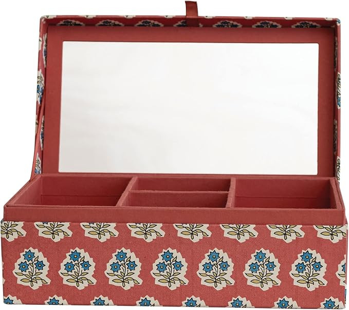 Creative Co-Op Fabric Covered Floral Pattern and Interior Mirror, Multicolor Jewelry Box, Multi | Amazon (US)