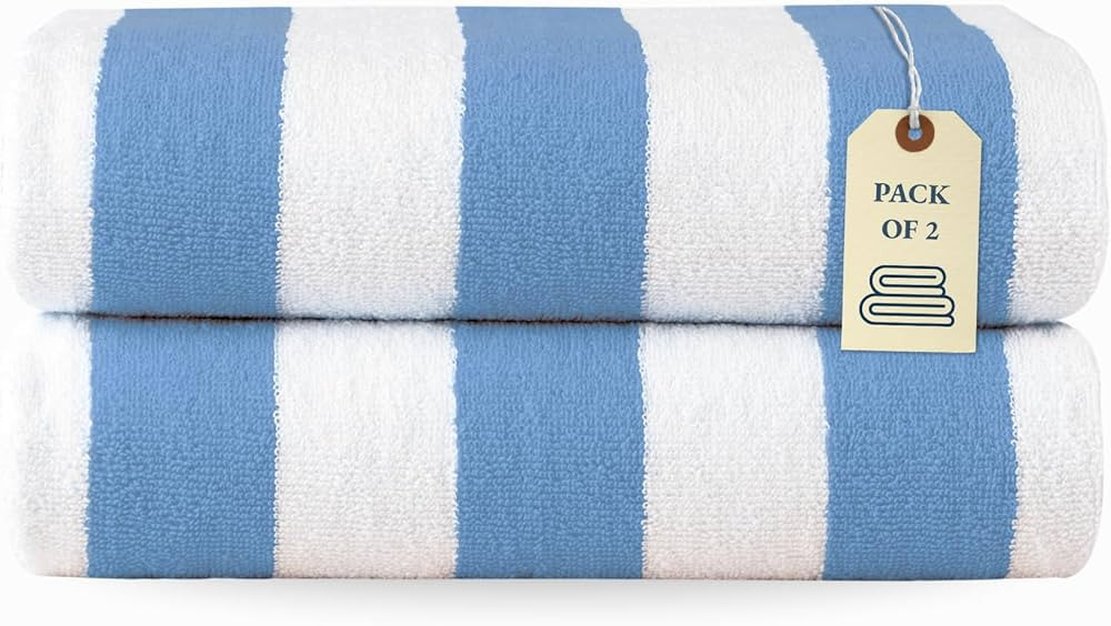 LANE LINEN Beach Towels 2 Pack - 100% Cotton Cabana Stripe Large Pool Towels for Adults (30" x 60... | Amazon (US)
