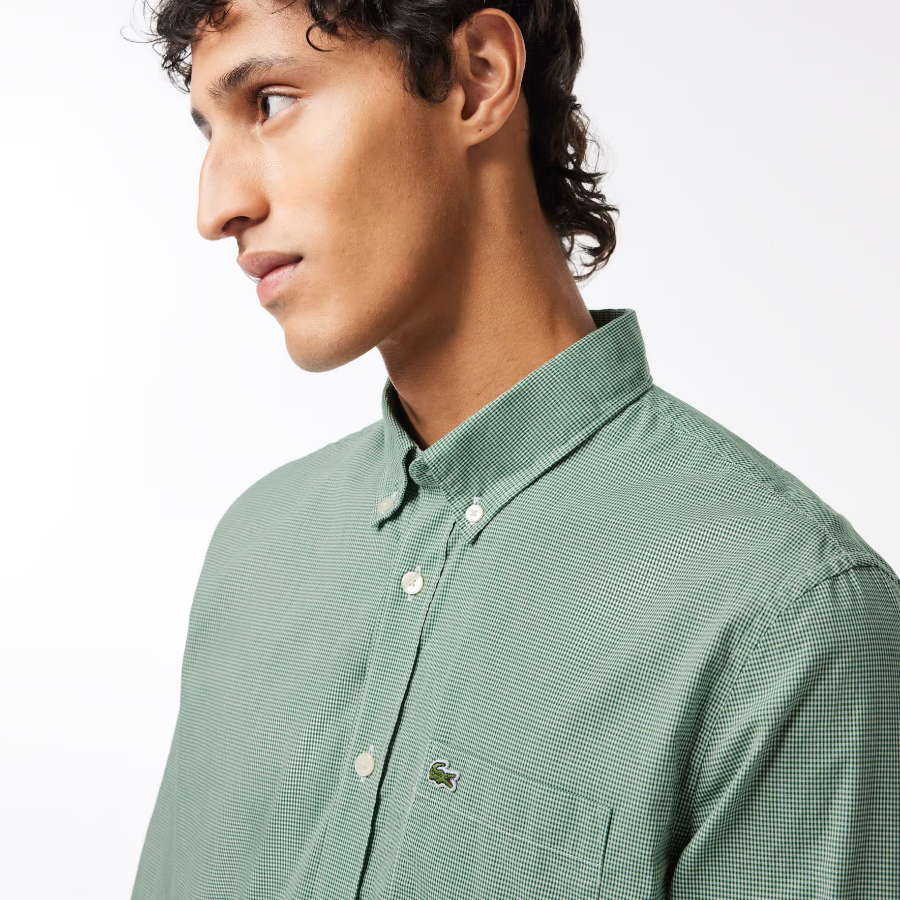 Men's Regular Fit Gingham Poplin Shirt | Lacoste (US)