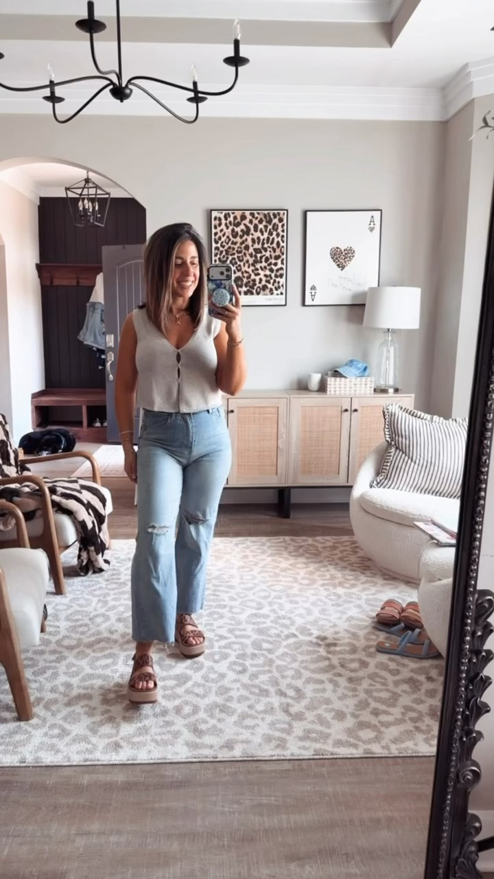Cute, easy and so flattering?! This outfit is a definite 10/10 for me. I love the fit and the length of these jeans is so good on my 5’ frame. This outfit would also be so cute with heels for a date night look. 
Petite friendly outfit inspo, distressed wide leg ankle jeans

#LTKMidsize #LTKSeasonal #LTKPetite