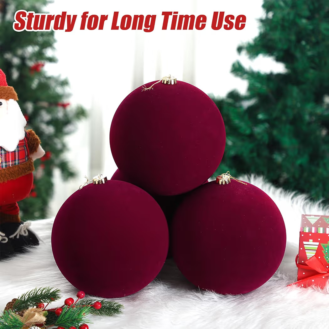 12 Pcs 8 Inch Extra Large Velvet Christmas Balls Oversized Huge Big Christmas Tree Ornaments Ball... | Amazon (US)