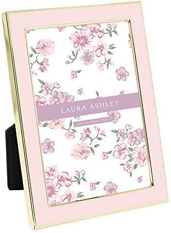 Laura Ashley 4x6 Pink Enamel Picture Frame, Gold Metal Edge with Easel, for Countertop, Countersp... | Amazon (US)