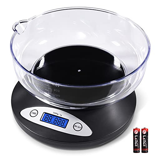 THINKSCALE Digital Kitchen Scale, Highly Accurate 5000g/11lb x 0.1oz, Food Scale for Cooking, Baking and Weight Loss, Kitchen Scale with Bowl 2 Modes and Tare Features, Back-lit LCD Display | Amazon (US)