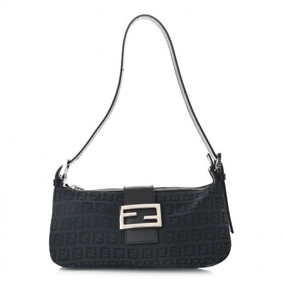 FENDI Zucchino Baguette Black | Fashionphile