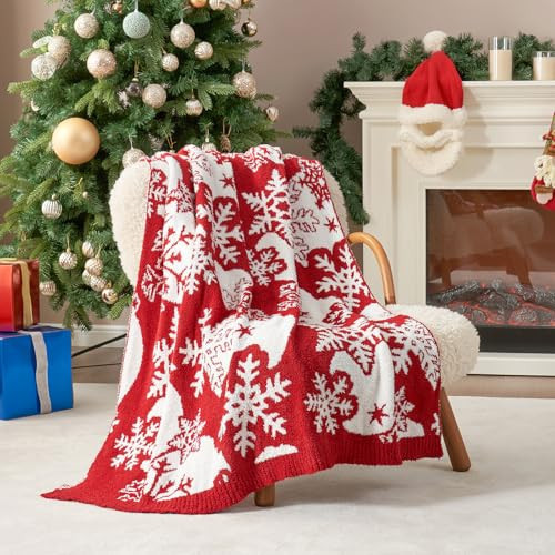 Snuggle Sac Snowflake Throw Blanket Red Christmas Blanket 50x60 inches, Ultra Soft Cozy Throw Blanket for Couch, Sofa and Bed for Xmas | Amazon (US)