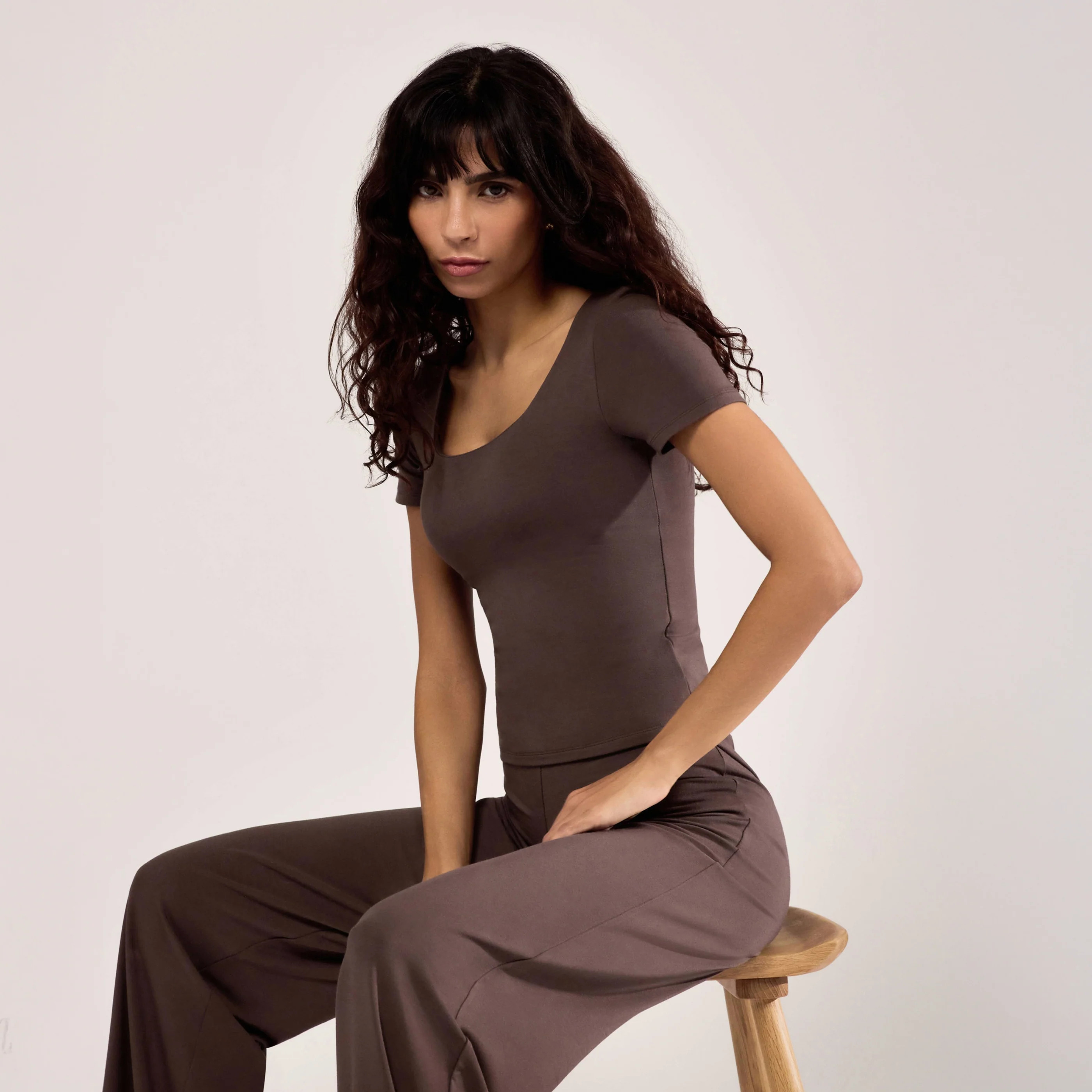 Lightweight Short Sleeve Top | Espresso Brown | LOVALL
