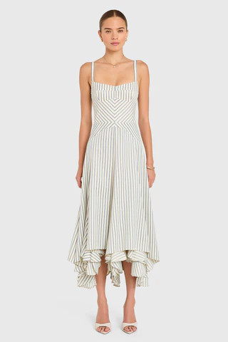 Amanda Uprichard Monterey Dress in Oxford Stripe in Oxford Blue Stripe - Size M | Amanda Uprichard