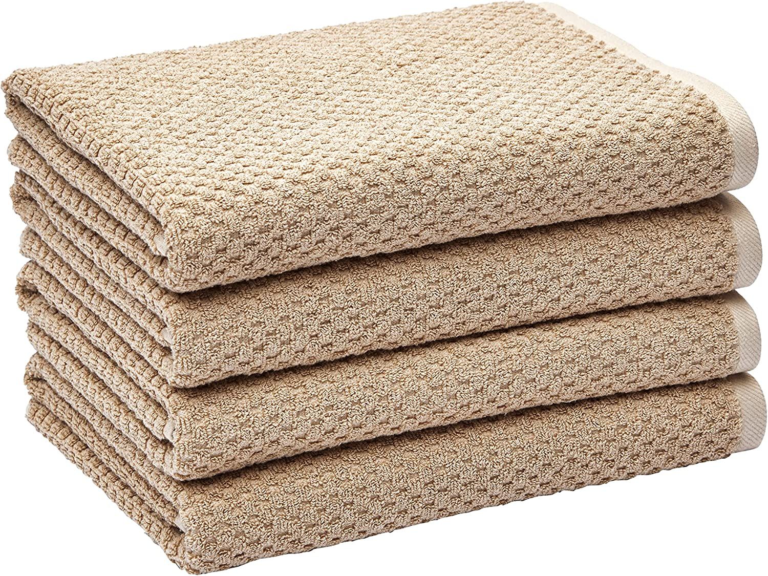 Amazon Basics Odor Resistant Textured Bath Towel, 30 x 54 Inches - 4-Pack, Beige | Amazon (US)