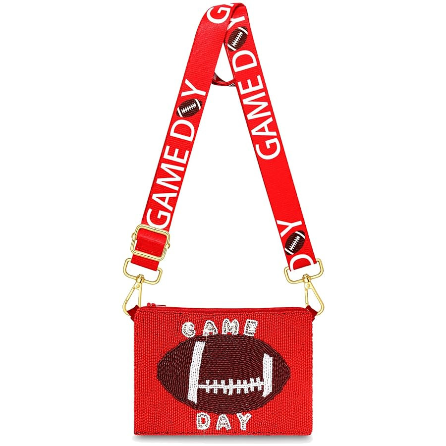 Game Day Purse for Women Beaded Football Crossbody Purse Shoulder Bag Game Day Outfits Football M... | Amazon (US)