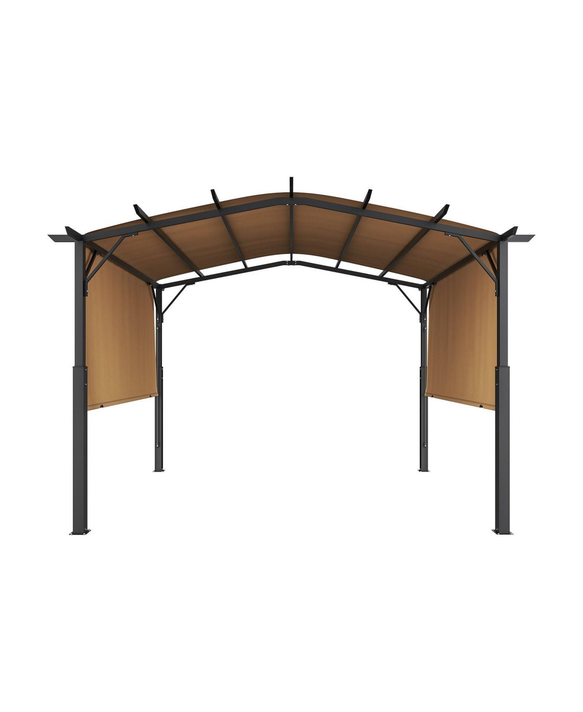 Outdoor Retractable Pergola with Canopy Arched Top Metal Patio Pergola - Brown | Macy's
