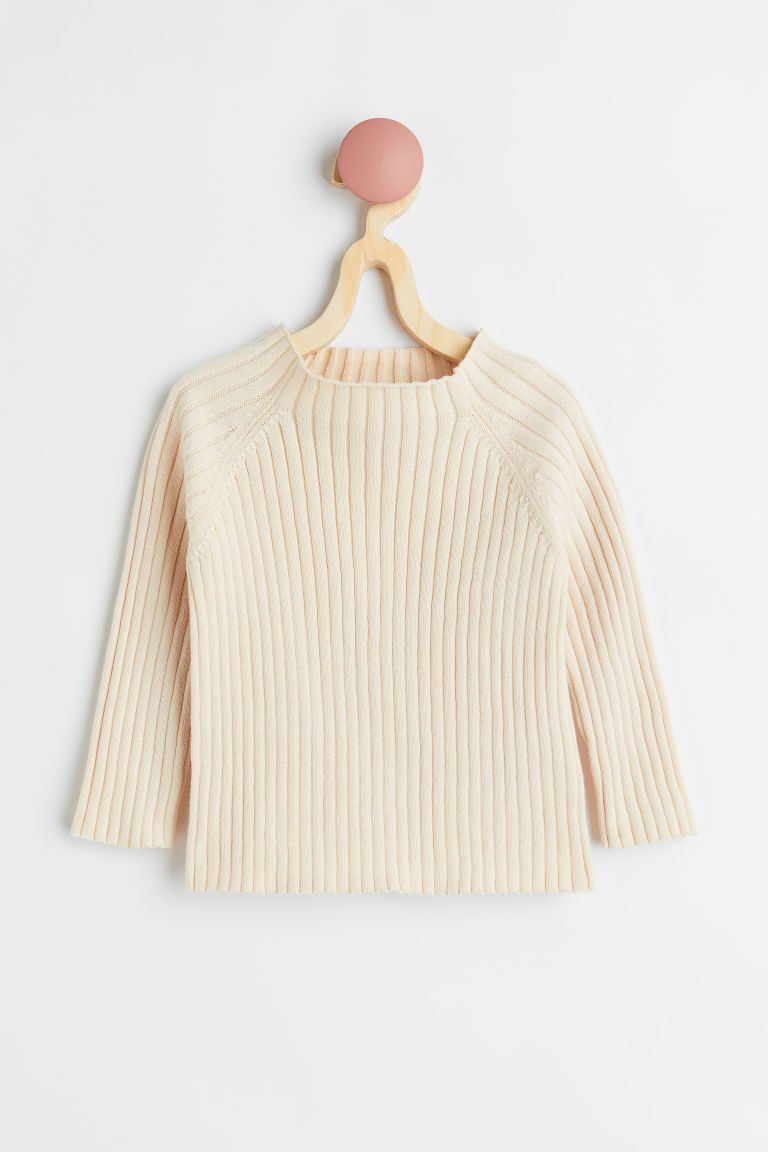 H & M - Ribbed Mock Turtleneck Sweater - Beige | H&M (US + CA)