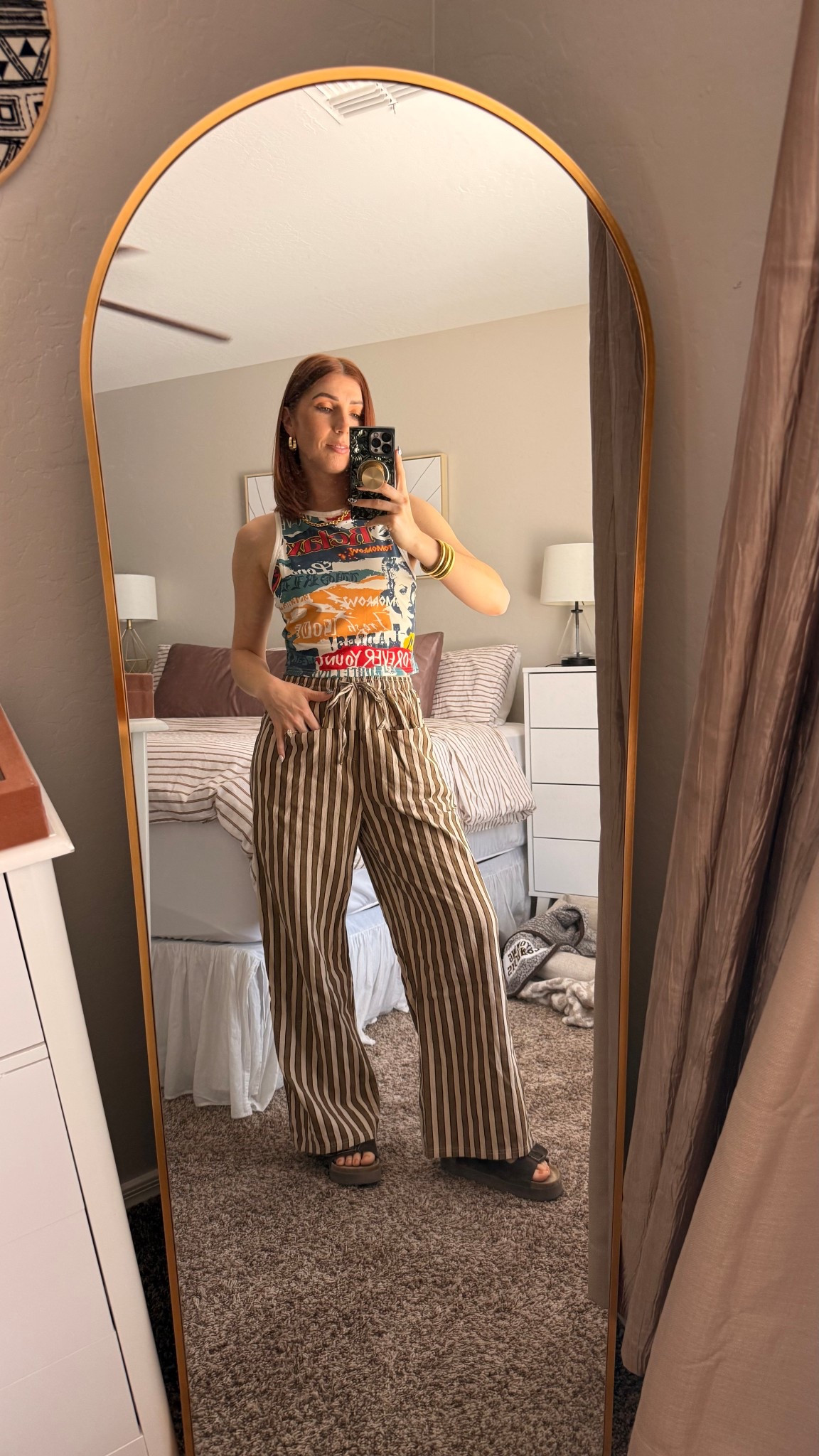 Tank size medium but should have gone with my regular size small as it kind of sticks out on the side armpit holes.

Striped pants with front pockets sized down to a small as they run big!

Platform cork sandals true to size.

Gold necklace is part of a set on Amazon. 



#LTKgrwm #LTKmomlife #LTKootd