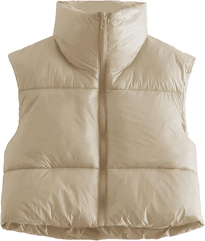 Hixiaohe Women's Winter Crop Vest Puffer Lightweight Stand Collar Padded Vest Zip Up Sleeveless J... | Amazon (US)