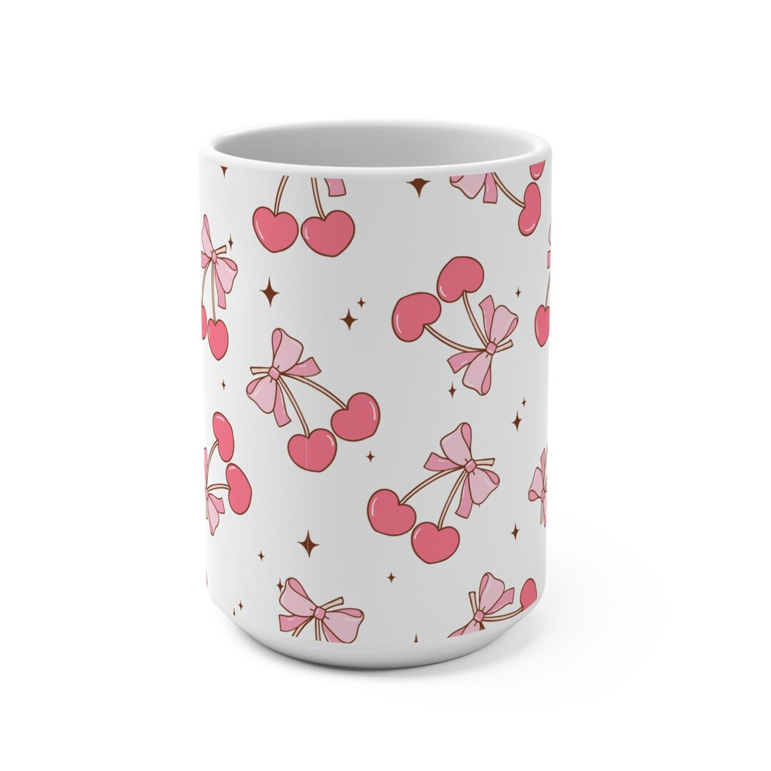 Cute Cherry Heart Mug, 15 Oz Perfect Gift for Tea/coffee Lovers, Cherry Design Cup, Large Mug for... | Etsy (US)