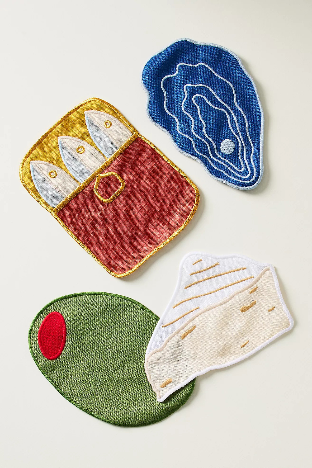 Novelty Piecework Linen Cocktail Napkins, Set of 4 | Anthropologie (US)