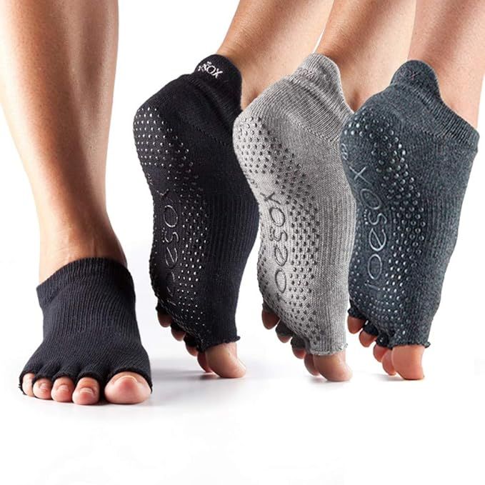 toesox Low Rise Half Toe Multi Pack – Grip Non-Slip Toe Socks for Pilates Barre Yoga | Amazon (US)
