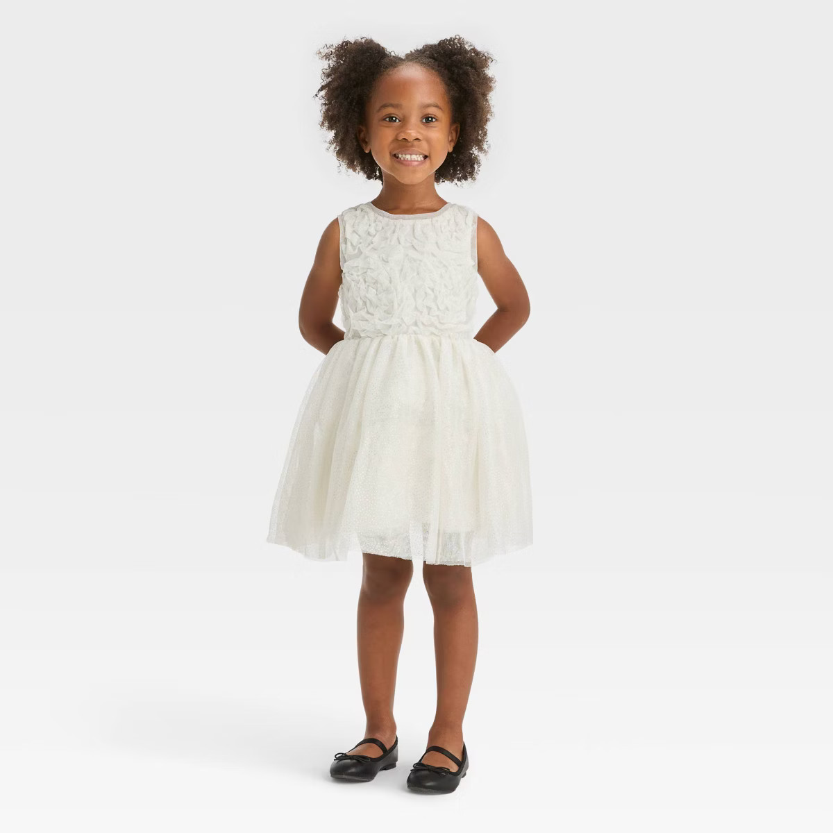 Toddler Girls' Rosette Tulle Dress - Cat & Jack™ Cream 5T | Target