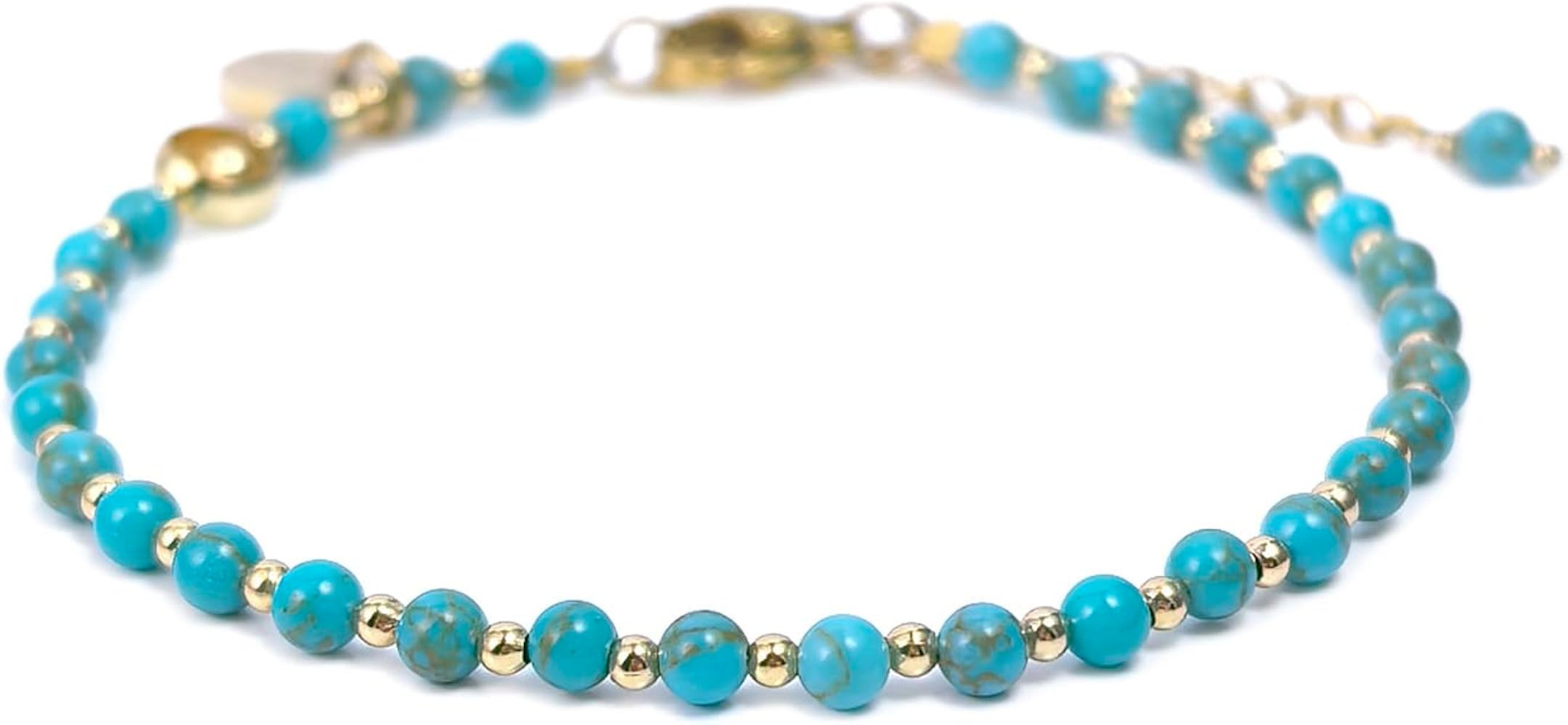 Morchic 3mm Natural Gemstone Beaded Bracelet for Women, Dainty Tiny Charm Jewelry, Adjustable 7.1... | Amazon (US)