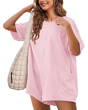 Lianlive Summer Rompers for Women Oversized T-Shirt Tee Romper Athletic Short Sleeve Workout Over... | Amazon (US)