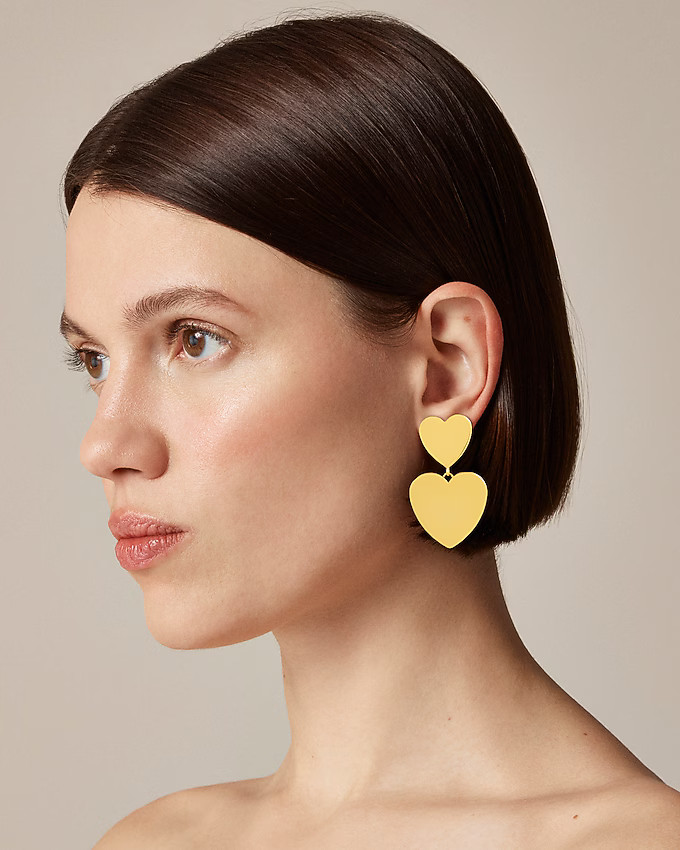 Double heart drop earrings | J. Crew US