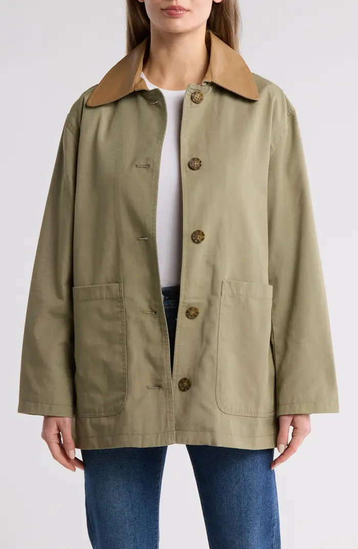 Lucky Brand Faux Leather Collar Barn Jacket | Nordstromrack | Nordstrom Rack