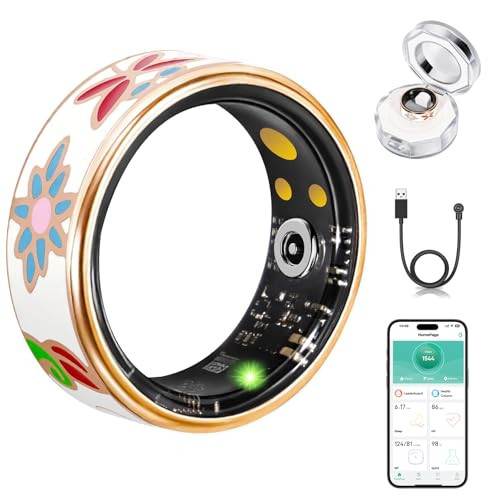 Chendssfkd Advanced Smart Ring for Women and Men - IP68 Waterproof Health Tracker Ring with Heart Rate, Step Counting, Sleep Monitoring, No Subscription Fee for iPhone/Android, Enamel Rose Gold 8# | Amazon (US)