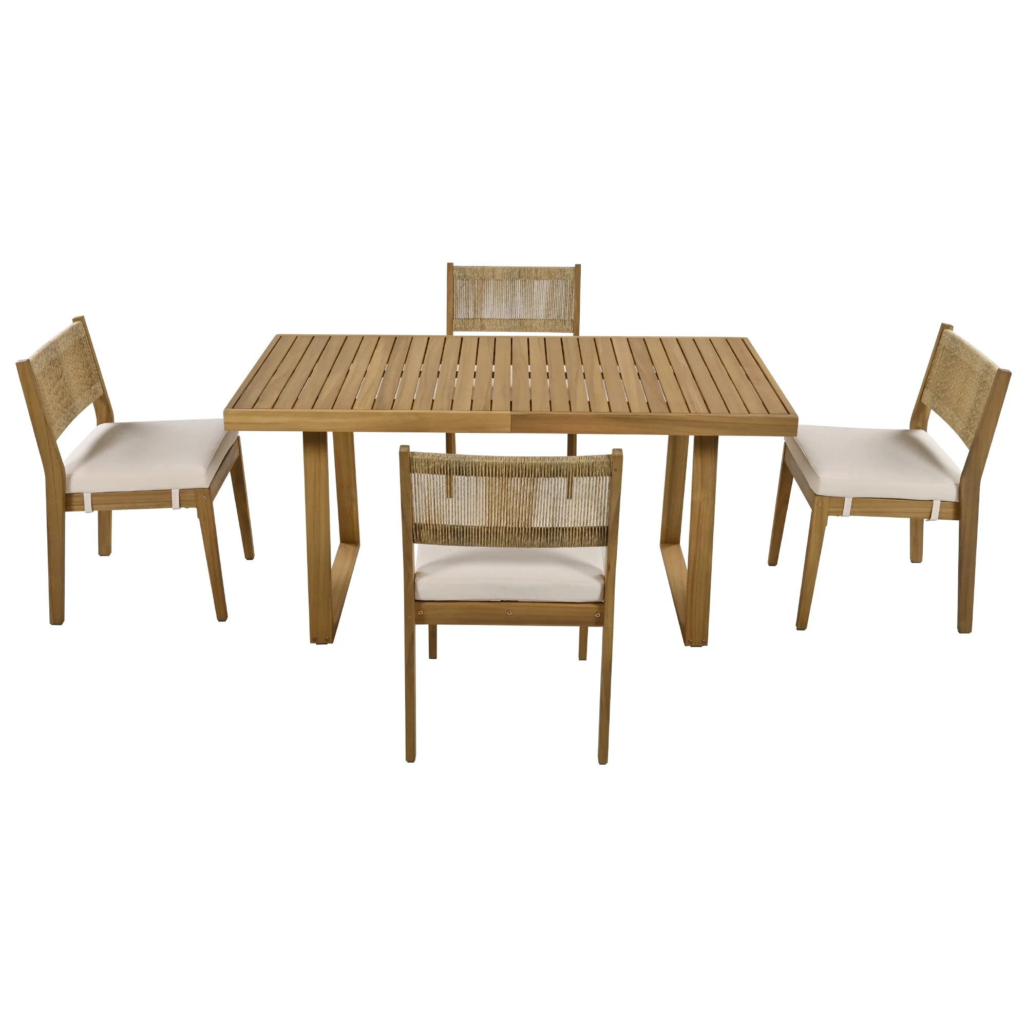 U_Style-CA Multi-person Outdoor Acacia Wood Dining Table and Chair Set, Thick Cushions, Suitable ... | Walmart (CA)