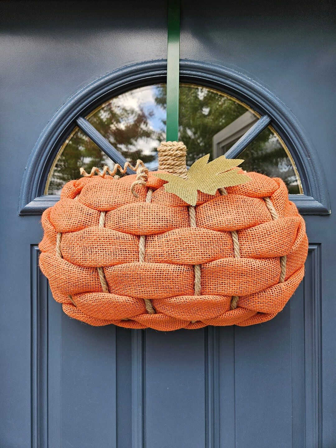 Pumpkin Wreath for Front Door, Pumpkin Door Hanger, 3D Pumpkin Wreath, Burlap Pumpkin, Fall Door ... | Etsy (US)