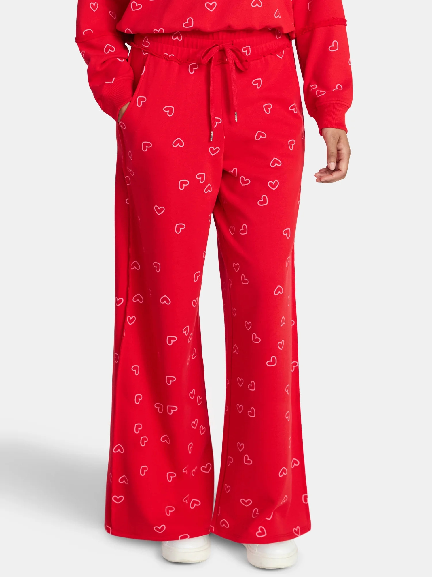 Valentine's Day Women's Love Scatter Graphic Fleece Pants from Way to Celebrate, Sizes S-XXXL | Walmart (US)