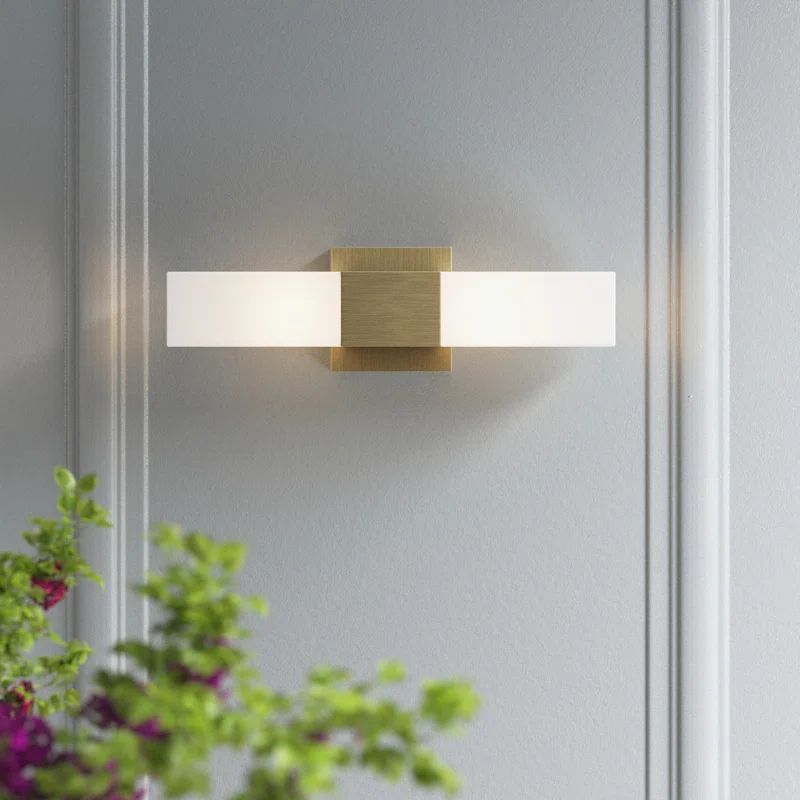 Witmer 16"W Dimmable LED Gold Metal + White Glass Vanity Light/Wall Sconce | Wayfair North America