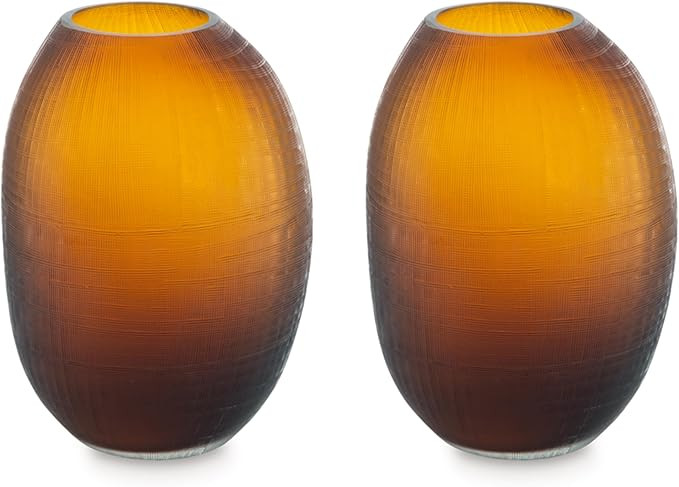 Signature Design by Ashley Embersen Contemporary 11" Vase with Grid Texture Tabletop Vase, Yellow... | Amazon (US)