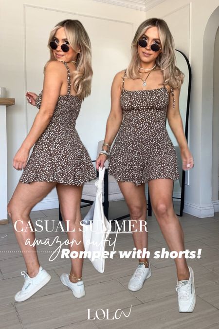 The perfect way summer outfit ☀️ 

✔️ romper = small | this is the cutest flare romper ever! They are shorts! It's not a skirt

this floral lightweight flare romper is beyond cute and so comfortable (wearing small)! This is breathable and perfect for super hot weather and they are SHORTS!!! The back is a little long, which is nice, but you definitely have to wear some biker shorts under underneath. 

#LTKStyleTip #LTKU #LTKFindsUnder50