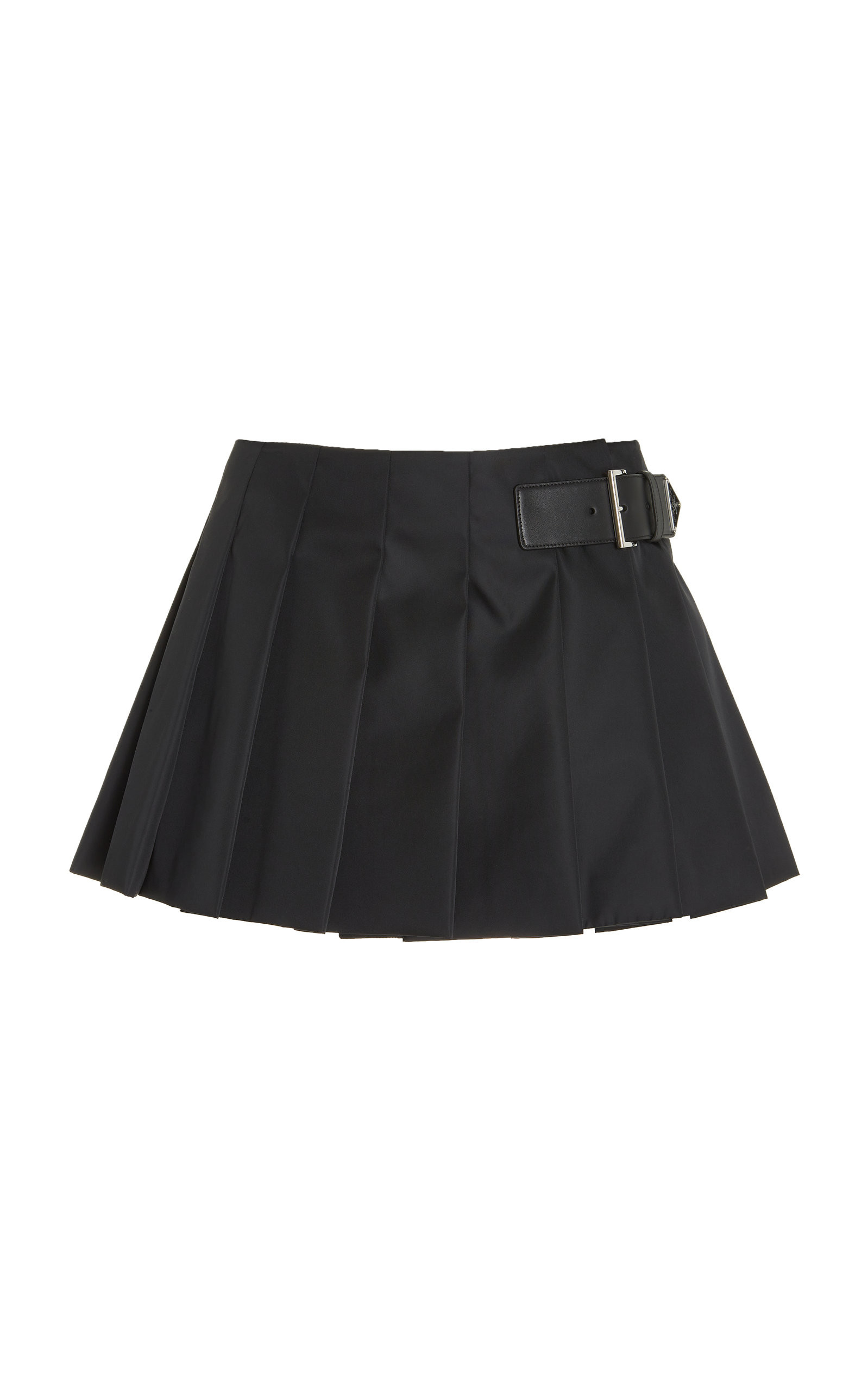 Prada - Women's Buckle-Detailed Pleated Re-Nylon Mini Skirt - Black - IT 42 - Moda Operandi | Moda Operandi (Global)