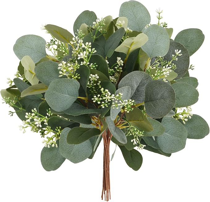 Houele Mixed Eucalyptus Leaves Stems Bulk - 12 pcs 11.8" Faux Silver Dollar Eucalyptus Leave Bran... | Amazon (CA)