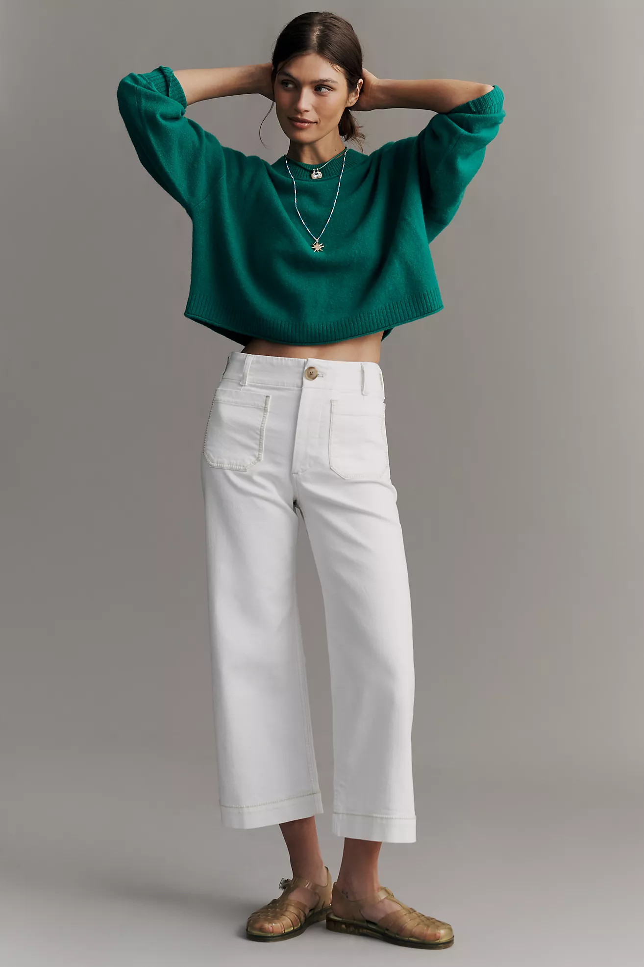The Colette Whipstitch High-Rise Crop Wide Leg Jeans by Maeve | Anthropologie (US)