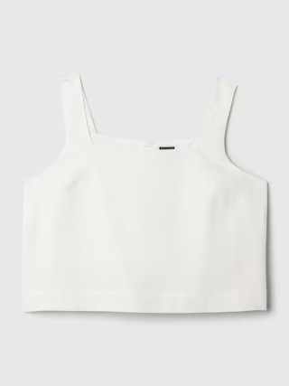 Linen-Blend Button-Back Cropped Tank Top | Gap (US)