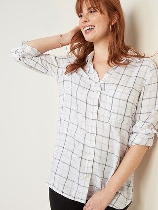Plaid Drapey Twill Tunic Shirt for Women | Old Navy US