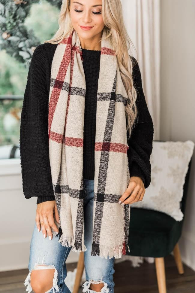 My Grateful Heart Striped Red Scarf | The Pink Lily Boutique