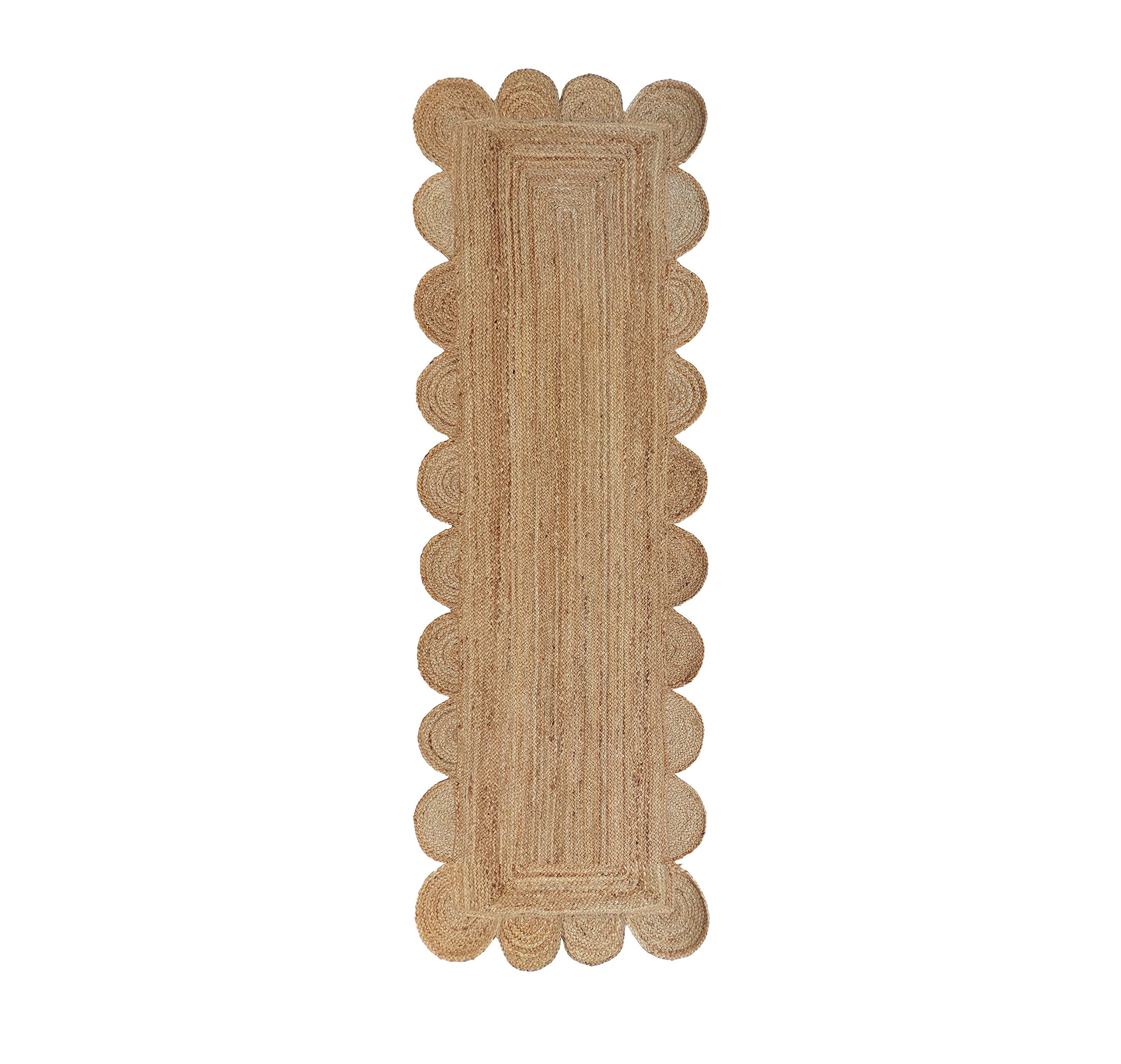 Scalloped Natural Jute Area Rug, Natural Color (2'X6') | Amazon (US)