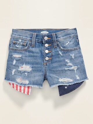 Exposed-Pocket Distressed Jean Shorts for Girls | Old Navy (US)