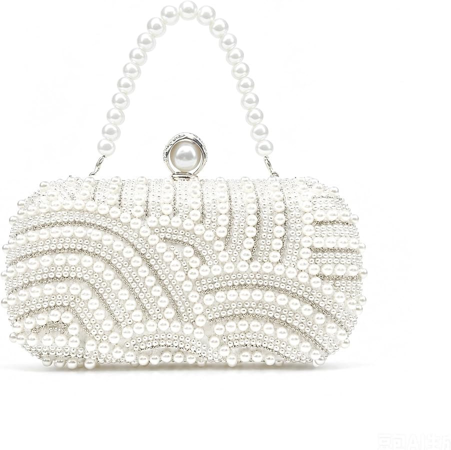 LJMBOEN Pearl Clutch Purse for Women Crystal Beaded Evening Handbag Chain Strap Shoulder Bag for ... | Amazon (US)
