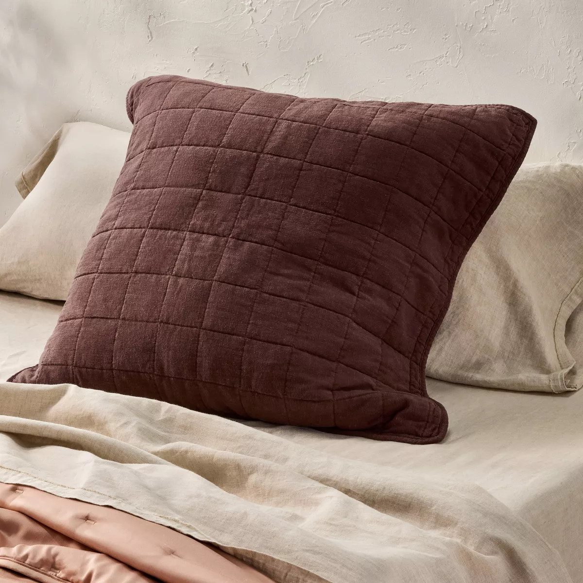 Euro Heavyweight Linen Blend Quilt Sham Dark Fig - Casaluna™ | Target