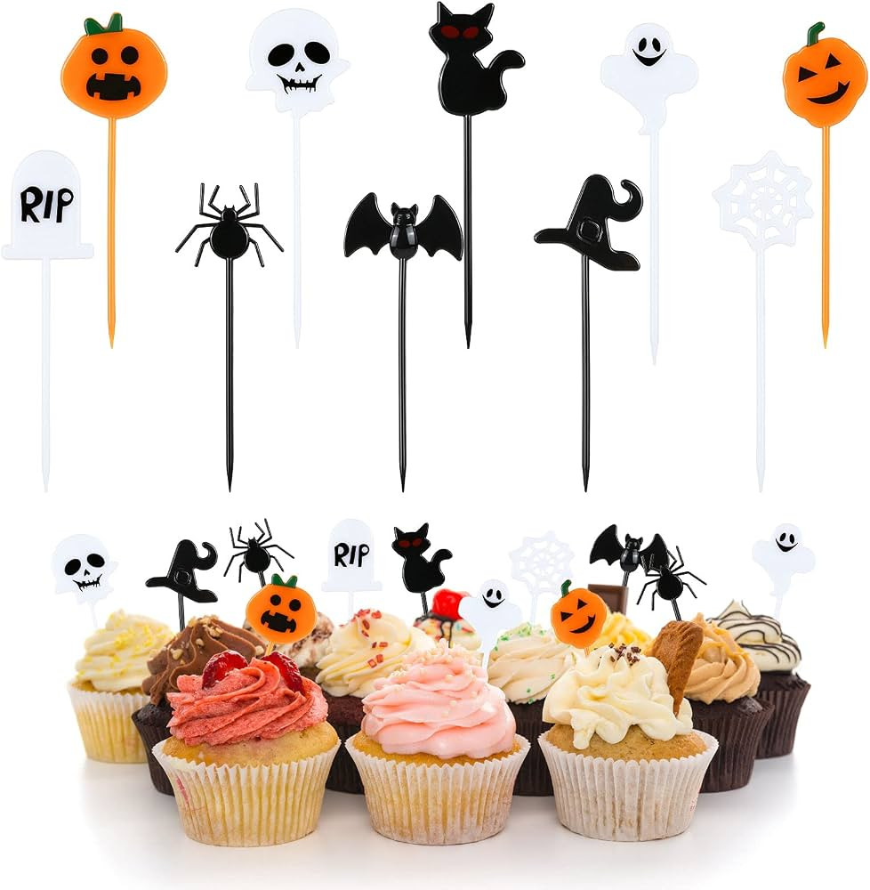 KESOTE 100PCS Halloween Toothpicks for Food, Plastic Food Cocktail Appetizer Picks Cupcake Topper... | Amazon (US)