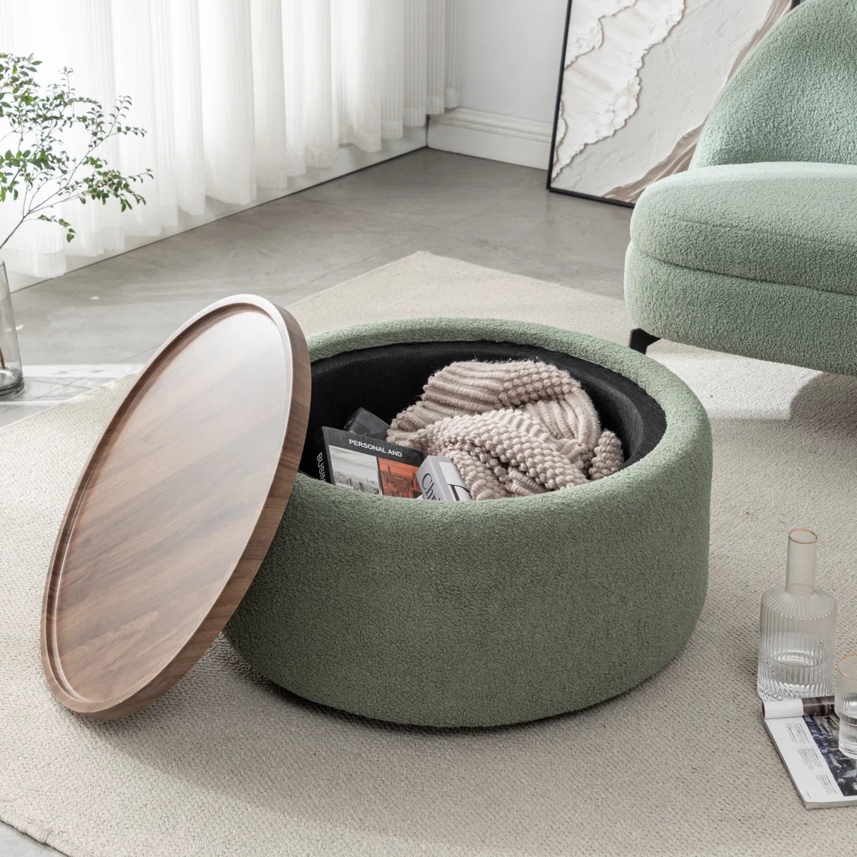 Bryonie Round Cocktail Ottoman with Storage | Wayfair North America