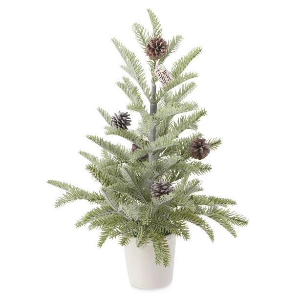 Holiday Time Pine Tree With Cream Base, 24-inch | Walmart (US)