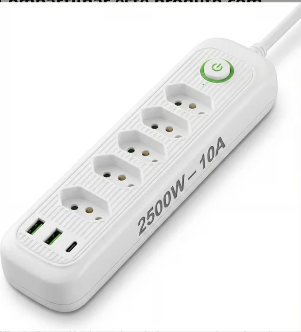 Régua de energia com 5 tomadas + USB + Tipo-C • Cabo 2m • Filtro de Linha • Bivolt automático • Ideal para home office, TV e PC

#LTKbrasil #LTKhome #LTKpromo