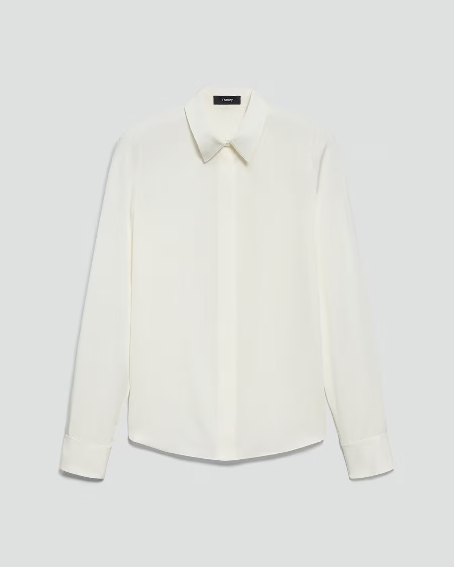 Fitted Shirt in Silk Georgette | Theory