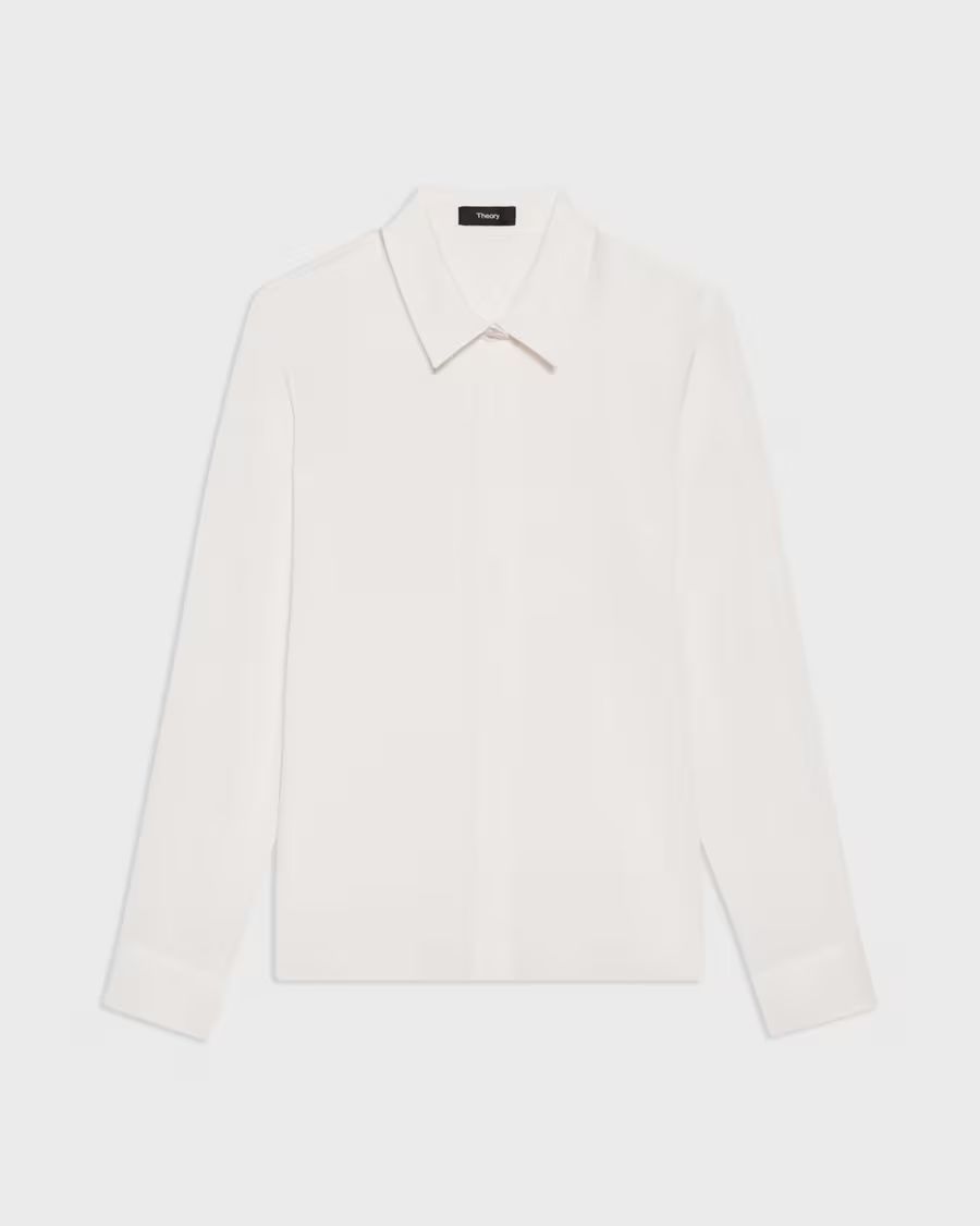 Fitted Shirt in Silk Georgette | Theory